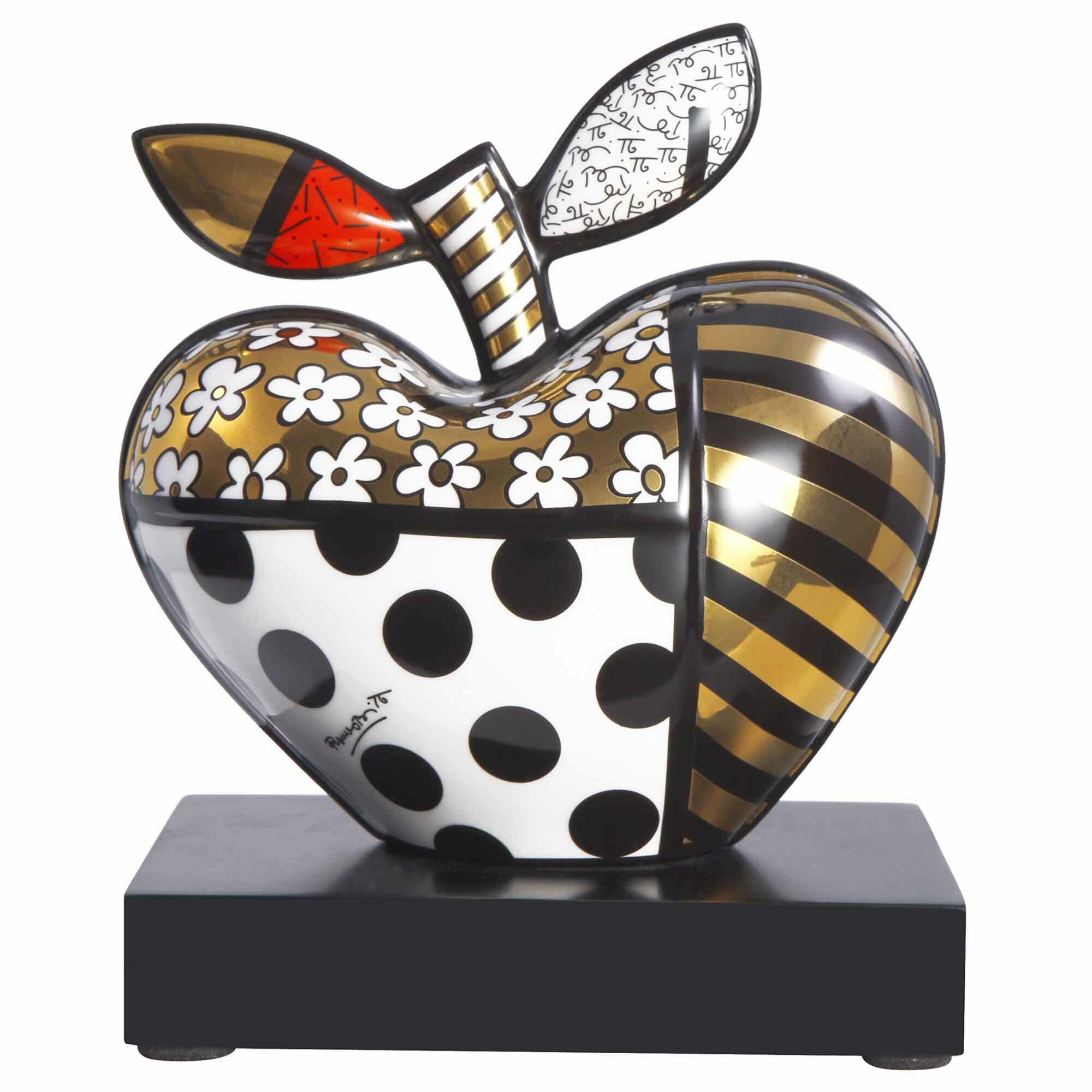 Romero Britto Golden Big Apple Figur 2024   Romero Britto Golden Big Apple Figur 2024 