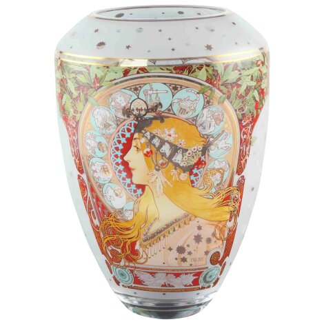 Alphonse Mucha Sternzeichen Künstler-Vase Glas 30 cm